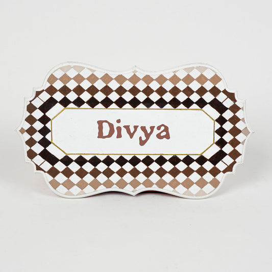Umber Check Nameplate